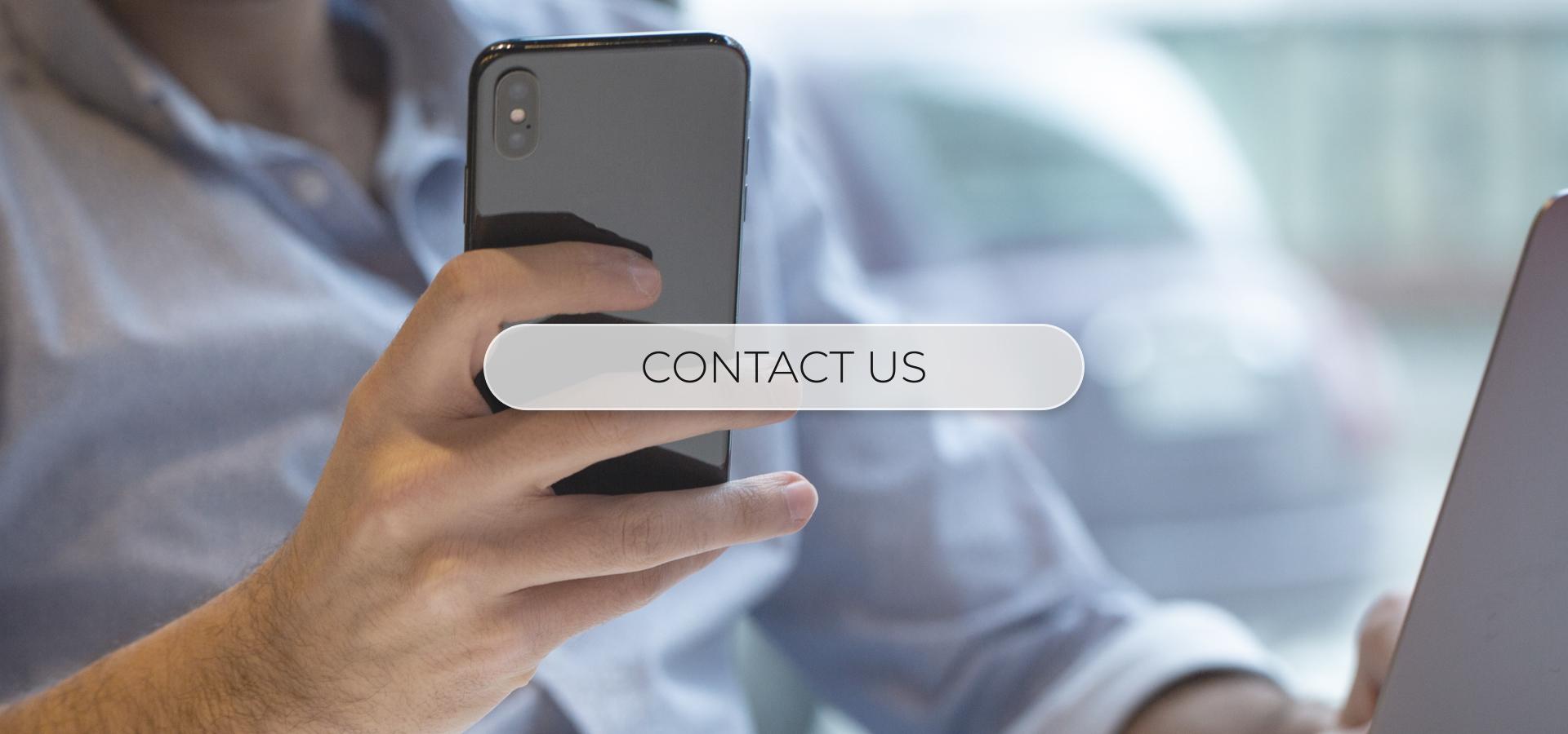 Contact us banner, finger touching email icon
