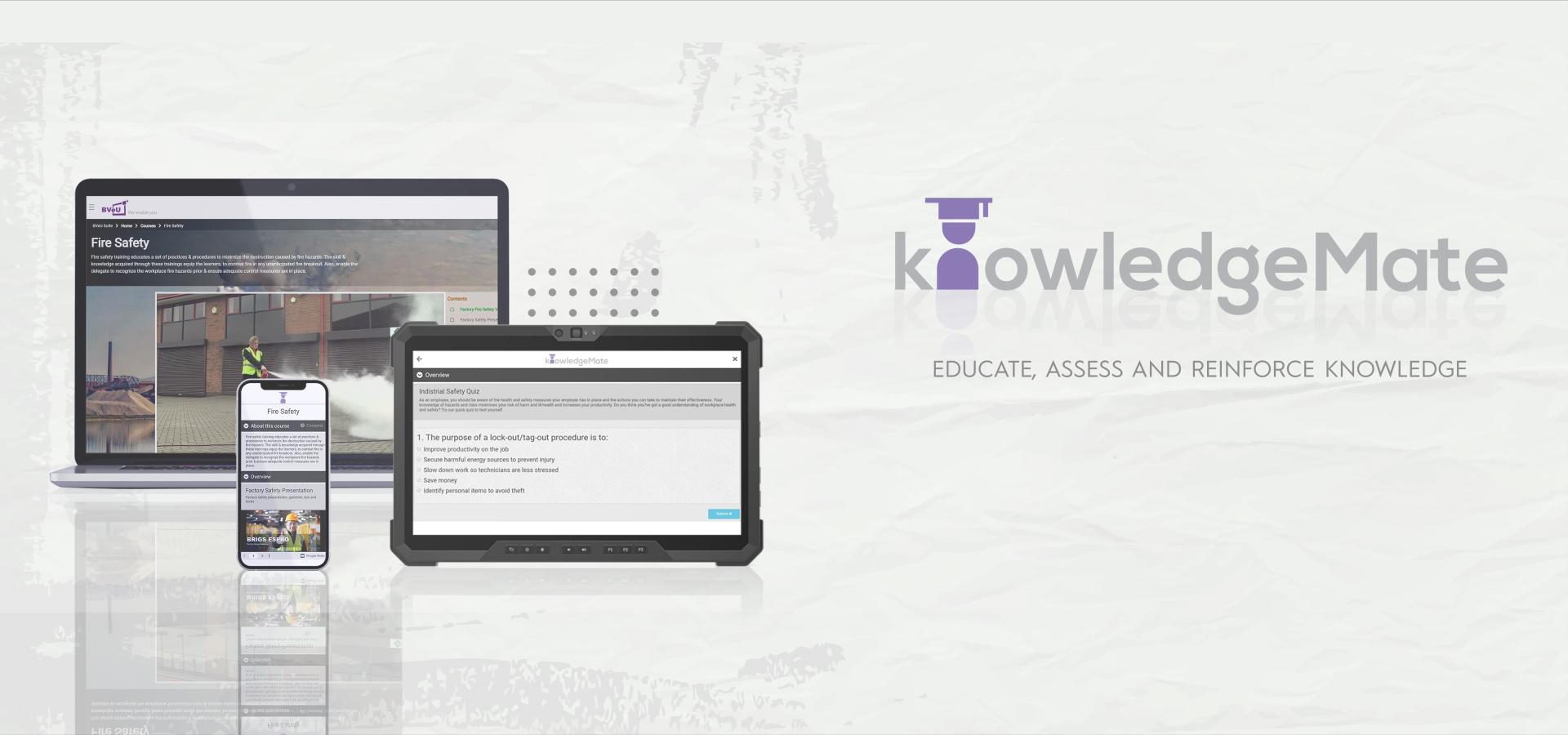 KnowledgeMate banner, factory workers training and assessment tool