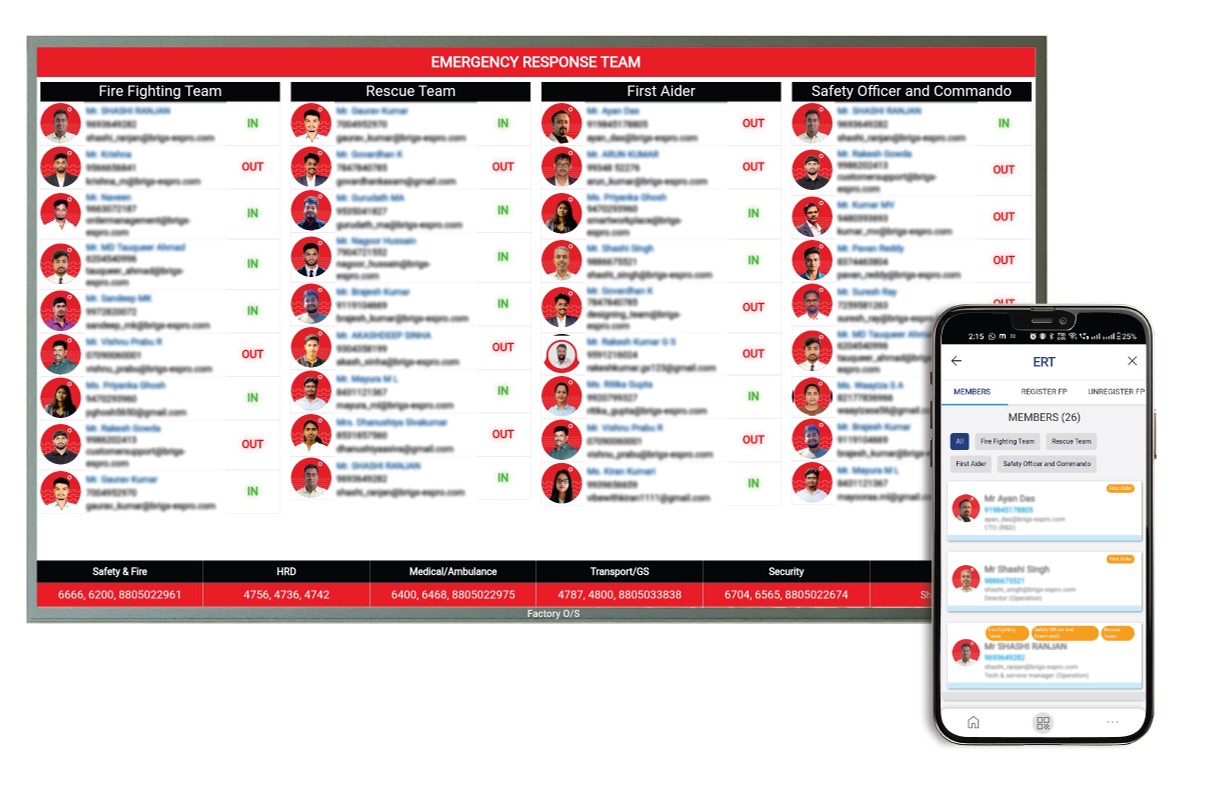 The real FactoryOS ERT live board and mobile registration screen