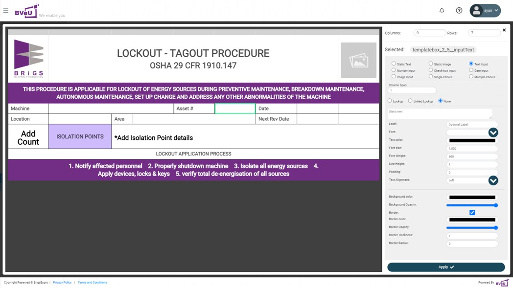 Form builder screenshot