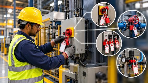 LOTO lockout points and equipment identification panels